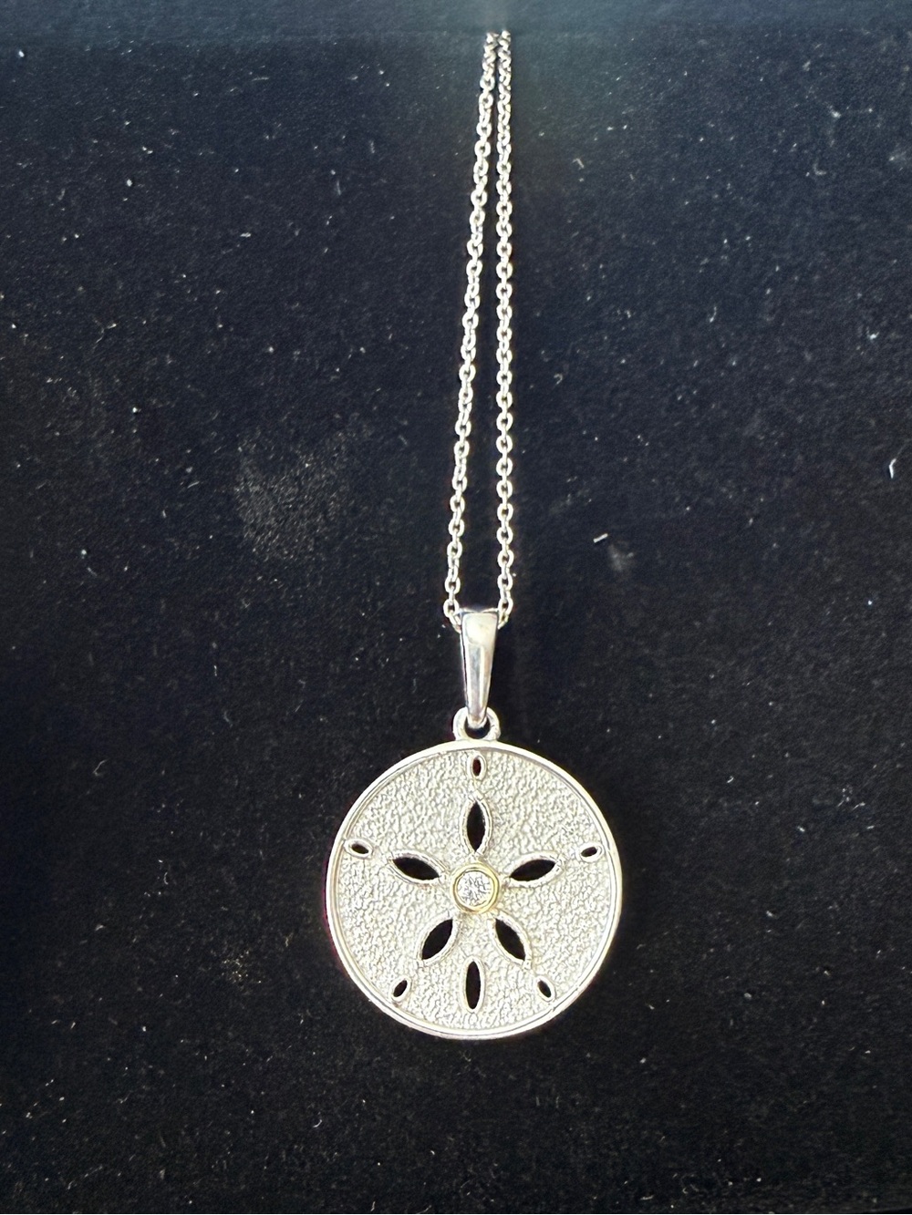 10KT gold & Silver Sand Dollar Pendant Necklace